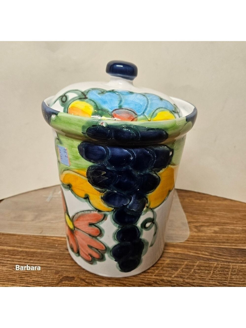 Vintage 80s Himark "Celina" Portugal Hand-painted Ceramic Canister